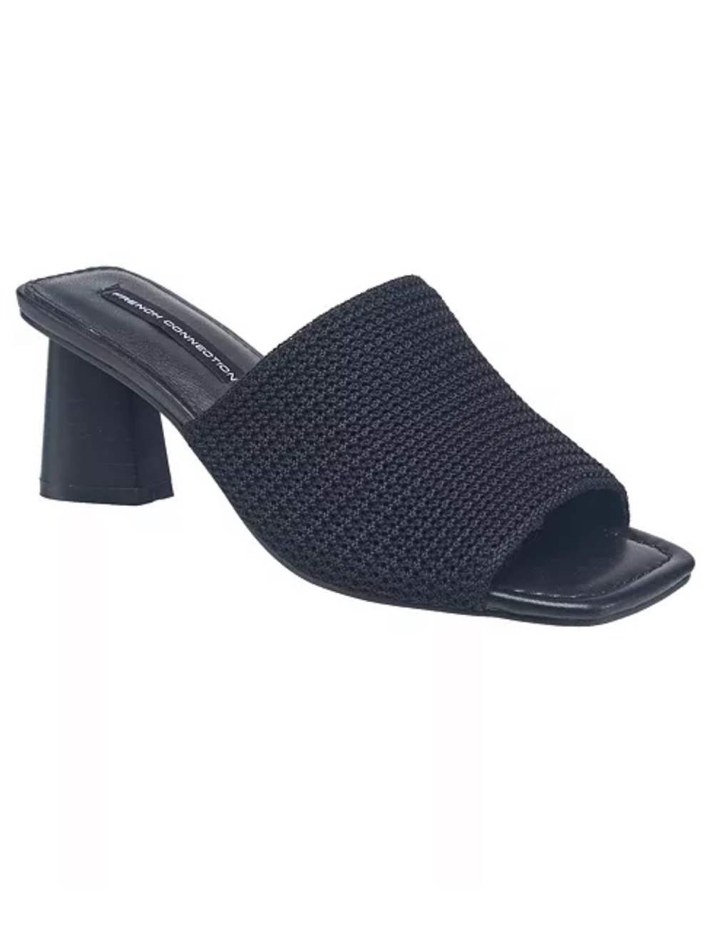 French Connection Sevran Stretch Knit Block Heel Mules, Black – Size 7